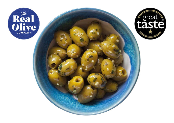 The Real Olive Co - Wild Garlic & Basil Olives (Pouch 1Kg)